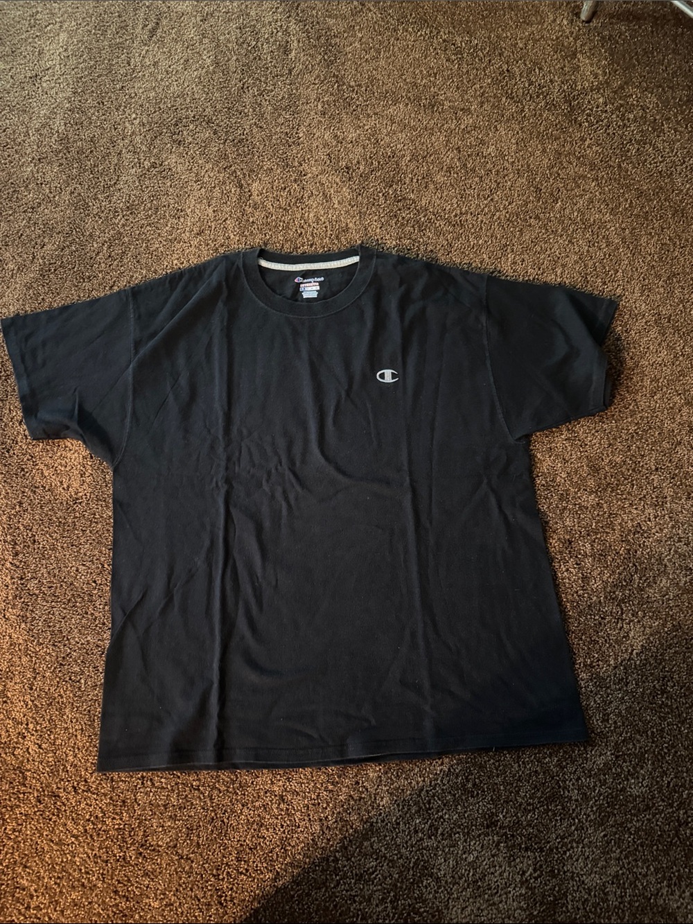 Champion Black Short Sleeve Crew T-Shirt with Small Chest C Patch